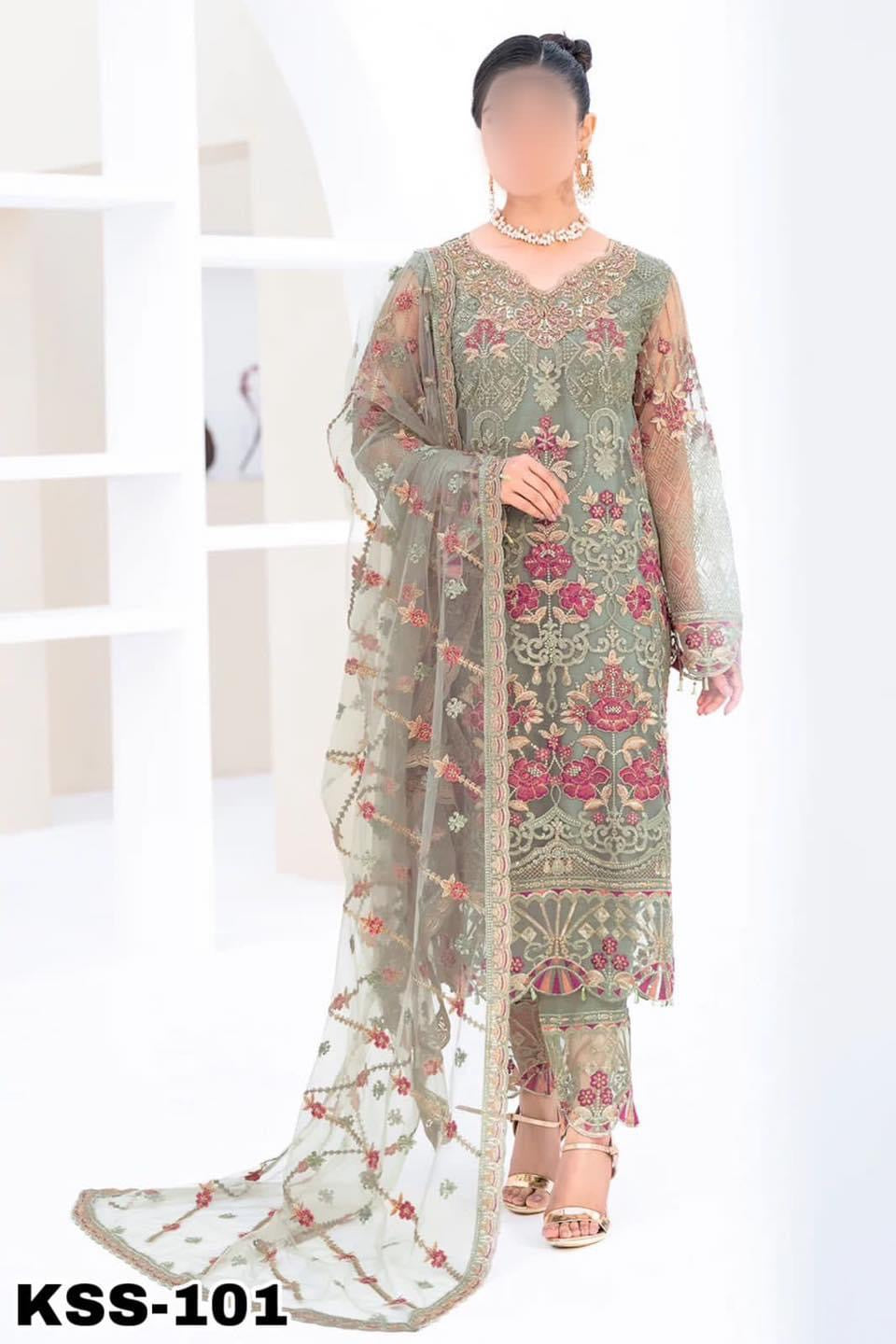 RAMSHA CHIFFON NET PARTY WEAR H FASHION VILLAS