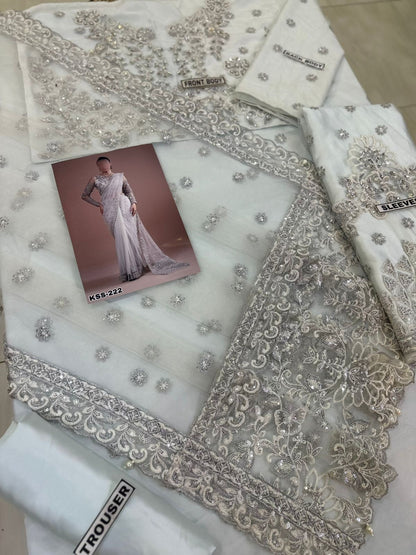 MARIA B NET SAAREE WEDDING WEAR