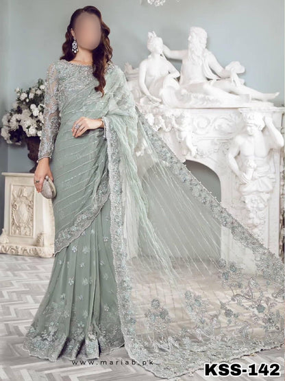 MARIA B NET SAREE WEDDING WEAR