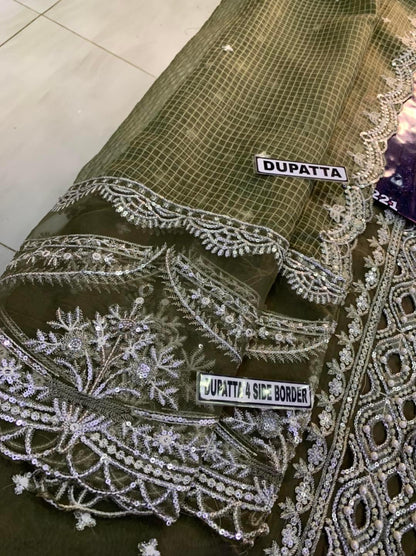 MARIA B ORGANZA/NET WEDDING WEAR MEHNDI - H FASHION VILLAS