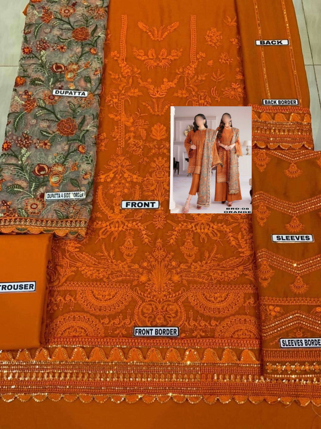 BAROQUE CHIFFON/NET ORANGE PARTY WEAR - H FASHION VILLAS