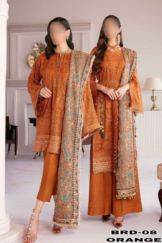 BAROQUE CHIFFON/NET ORANGE PARTY WEAR - H FASHION VILLAS